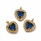 PVD Vacuum Plating 304 Stainless Steel Cubic Zirconia Pendants, with Rhinestone, Heart Charms, Medium Blue, 12.5x10x3.5mm, Hole: 1.8mm