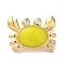 Rack Plating Brass Micro Pave Cubic Zirconia Pendants, with Enamel, Real 18K Gold Plated, Cadmium Free & Lead Free, Crab, Gold, 11x15x5.5mm, Hole: 5x3mm