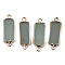 Natural Green Aventurine Links Connectors, with Light Gold Tone Brass Findings, Rectangle, 27~30x10x2.5mm, Hole: 2.5mm