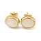 Brass Ear Studs, with Resin, Oval, Real 18K Gold Plated, 11.5x10mm
