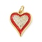 Brass Micro Pave Cubic Zirconia Pendants, with Enamel, Heart, Lead Free & Cadmium Free, Rack Plating, Long-Lasting Plated, with Jump Ring, Real 18K Gold Plated, 16.5x13.5x3mm, Hole: 3mm
