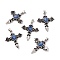 Natural Kyanite/Cyanite/Disthene Pendants, Angel Wing Charm, with Antique Silver Color Brass Findings, 37x31x5.5~6mm, Hole: 4x3mm