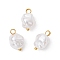 Eco-Friendly Plastic Imitation Pearl Charms, Nuggets, with Brass Loop, Golden, 14x8.5x9mm, Hole: 2mm