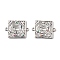 Brass Micro Pave Colorful Cubic Zirconia Hollow Connector Charms, Square Links, Cadmium Free & Nickel Free & Lead Free, Real Platinum Plated, 19.5x26x2mm, Hole: 1.6mm