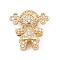 Brass Micro Pave Cubic Zirconia Slide Charms, Long-Lasting Plated, Girl, Golden, 13x13x6mm, Hole: 9x2mm