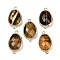 Natural Tiger Eye Faceted Connector Charms, Rack Plating Brass Oval Links, Golden, 22.5~23x13.5~14x6mm, Hole: 1.4mm