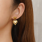 Simple Heart Stainless Steel Dangle Stud Earrings, Golden, 25.64x13.84mm