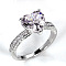 Brass Micro Pave Cubic Zirconia Finger Rings for Women, Heart, Platinum, Clear, US Size 7(17.3mm)