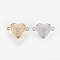 Brass Micro Pave Cubic Zirconia Links, Clear, Heart, Mixed Color, 12x17.5x5.5mm, Hole: 1mm