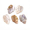 Natural Freshwater Shell Carved Pendants, Leaf Charms, Seashell Color, 28.5~29.5x17.5~19.5x2~3.5mm, Hole: 1.8mm