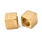 304 Stainless Steel European Beads, Large Hole Beads, Cube with Letter, Golden, Letter B, 7x7x7mm, Hole: 5.5mm