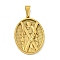 Ion Plating(IP) 304 Stainless Steel Pendants, Oval with Saint Charm, Golden, 35.5x26x4mm, Hole: 9.5x5mm