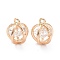 Brass Micro Pave Clear Cubic Zirconia Charms Pendants, Long-Lasting Plated, Crown, Real 14K Gold Plated, 9.5x7.5mm, Hole: 1.2mm