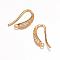 Brass Micro Pave Cubic Zirconia Earring Hooks, with Horizontal Loop, Golden, 18x10x4mm, Hole: 1mm, 18 Gauge, Pin: 1mm