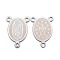 Tarnish Resistant 304 Stainless Steel Chandelier Component Links, 3 Loop Connectors, Three Loops Links, Oval with Virgin Mary, Stainless Steel Color, 18x13x0.8mm, Hole: 1.2mm
