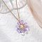 Glass & Glass Pearl Beads Pendants Necklaces for Women, with 304 Stainless Steel Cable Chain, Flower, Plum, 17.72 inch(45cm)