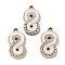 Alloy Pendants, with Shell and Rhinestone, Cadmium Free & Lead Free, Number, 20.5x11x2mm, Hole: 1.6mm
