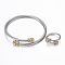 Trendy 304 Stainless Steel Torque Bangles & Rings Sets, Golden & Stainless Steel Color, 2-1/8 inch(53mm), 17mm