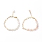 2Pcs 2 Color Natural Pearl Beaded Link Bracelets Set with Brass Paperclip Chains for Women, Mixed Color, 9-1/4 inch(23.5cm), 1Pc/color