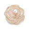 Rack Plating Brass Micro Pave Clear Cubic Zirconia Pendants, with ABS Plastic Imitation Pearl, Flower, Cadmium Free & Lead Free, Long-Lasting Plated, Real 18K Gold Plated, 35x35x14mm, Hole: 1.4mm