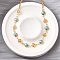304 Stainless Steel Curb Chain Necklaces, Round Glass Beads Link Necklaces for Women, Golden, 16.65 inch(42.3cm)