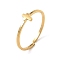 304 Stainless Steel Adjustable Open Cuff Rings, Cross, 1mm, Inner Diameter: 17mm