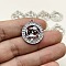 Constellation Themes Alloy Rhinestone Pendants, Flat Round Charms, Silver, Pisces, 24x21mm