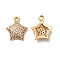 Plating Brass Micro Pave Cubic Zirconia Pendants, Cadmium Free & Nickel Free & Lead Free, Star, Real 18K Gold Plated, 12.3x10.5x3.5mm, Hole: 1.2mm