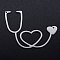 Tarnish Resistant 201 Stainless Steel Pendants, Stethoscope, Stainless Steel Color, 30x40x1mm, Hole: 1mm