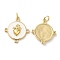 Brass Micro Pave Cubic Zirconia Pendants, with Jump Ring and Enamel, Real 18K Gold Plated, Lead Free & Cadmium Free, Flat Round, White, 21.5x20x3mm, Hole: 3mm