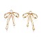 Brass Micro Pave Clear Cubic Zirconia Pendants, Nickel Free, Bowknot, Real 18K Gold Plated, 19x13x2.5mm, Hole: 1mm
