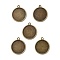 Flat Round Alloy Pendant Cabochon Settings, Plain Edge Bezel Cups, Cadmium Free & Nickel Free & Lead Free, Antique Bronze, Tray: 20mm, 26x23x2mm, Hole: 2mm, about 525pcs/kg