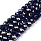 Electroplate Glass Beads Strands, Opaque Solid Color, AB Color Plated, Faceted, Rondelle, Medium Blue, 8x6mm, Hole: 1mm, about 64~65pcs/strand, 40~41cm