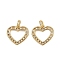 Brass Micro Pave Cubic Zirconia Pendants, Heart Charms, with Jump Ring, Real 16K Gold Plated, 13x14.5x1.5mm, Hole: 3.5mm
