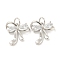 Rack Plating Brass Micro Pave Clear Cubic Zirconia Pendants, Long-Lasting Plated, with Jump Rings, Lead Free & Cadmium Free, Bowknot, Platinum, 12x12.5x3mm, Hole: 3mm