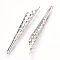 Brass Filigree Bead Caps, Cone, Platinum, 44x6x4.5x5mm, Inner Diameter: 4.5mm