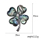 Saint Patrick's Day Shell Brooch, Clover Alloy Rhinestone Brooch with Enamel, Platinum, 45x36mm