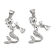 Brass Micro Pave Clear Cubic Zirconia Pendants, Cadmium Free & Nickel Free & Lead Free, Mermaid Charms, Real Platinum Plated, 21.5x13x3mm, Hole: 5x3.2mm