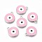 Zinc Alloy Enamel Pendants, Lead Free and Cadmium Free, Flat Round with Evil Eye, Platinum Metal Color, Pink, 21x16x2mm, Hole: 2mm