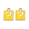 Alloy Enamel Charms, Square with Question Mark Charm, Golden, Gold, 12.5x9x1mm, Hole: 1.6mm, 10pcs/set