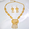 Elegant Fashion Hollow Round & Heart Brass Necklace & Earrings Sets, Real 18K Gold Plated