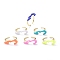 Brass Enamel Cuff Rings, Real 18K Gold Plated, Long-Lasting Plated, Mixed Color, US Size 7(17.3mm), 1mm