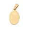 Ion Plating(IP) 304 Stainless Steel Pendants, Flat Oval with Archangel Michael, Real 18K Gold Plated, 21x13x1.5mm, Hole: 7x4.5mm