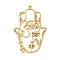 304 Stainless Steel Pendants, Hamsa Hand with Women Pattern, Golden, 37x25.5x1.5mm, Hole: 1.5mm