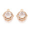 Brass Micro Pave Cubic Zirconia Pendants, Cadmium Free & Nickel Free & Lead Free, Tetragonal, Light Gold, Clear, 16x13.6x6.1mm, Hole: 1.4mm