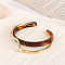 Golden Brass Cuff Bangles for Women, with Natural Shell, Chocolate, 5/8 inch(1.5cm), Inner Diameter: 2-1/4 inch(5.8cm)