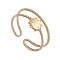 Ion Plating(IP) 304 Stainless Steel Cuff Rings, Hollow Out Sun Element Ring for Women, Real 14K Gold Plated, 4.5~8.5mm, Inner Diameter: 17.7mm