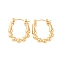 Ion Plating(IP) 304 Stainless Steel Oval Hoop Earrings for Women, Round Ball, Real 18K Gold Plated, 23.5x3.5mm