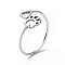 Non-Tarnish 201 Stainless Steel Paw Print and Heart Finger Ring, Hollow Wide Ring for Women, Stainless Steel Color, US Size 6 1/2(16.9mm)