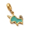 Ion Plating(IP) 304 Stainless Steel Enamel European Dangle Charms, Large Hole Pendants with Crystal Rhinestone, Unicorn, Golden, Light Sea Green, 26mm, Pendant: 15x16x2.5mm, Hole: 4.5mm
